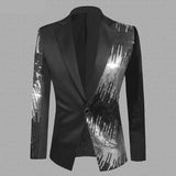 Joior Black Sequin Patchwork Suit Jacket Men Brand New Slim Fit One Button Tuxedo Blazers Mens Wedding Party Dinner Costume Homme