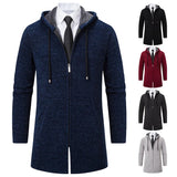 Joior Autumn Winter Men's Fashion Overcoat Sweater Cardigan New Velvet Padded Casual Jacket Male Hoodies Korean Jumper Zip Trench Coat