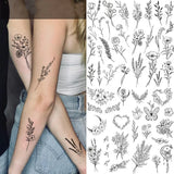 Flower Tattoo Sketch Tattoo Sticker  Rose Blossom Tattoo Temporary Waterproof