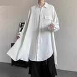 Joior 2024 Men Long Style Shirt Solid Color Lapel Long Sleeve Streetwear Fashion Men Clothing Korean Style Casual Shirts S-5XL