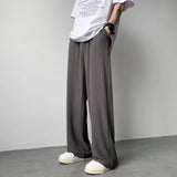 Joior Summer Texture Straight Pants For Men Korean Fashion Baggy Wide-leg Trousers Casual Drape Pleated Striped Y2K Pantalones Hombre