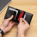 Joior Carbon Fiber Slim Aluminum Men Wallet ID Credit Card Holder Mini RFID Wallet Automatic Pop up Bank Card Case Black Vallet 2024