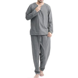 Joior Men's Home Pajamas Long Sleeve T-Shirt Pajamas Set Autumn Fashion Daily High Quality Pure Color Long Pants Pajama  2 Piece  Set