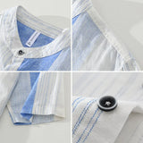 Joior 2024 Summer New 100%Linen Pullover Short Sleeve Shirts for Men Fashion Striped Casual Loose Shirts