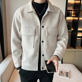 Joior Brand Clothing Winter Men Coats Woollen Cloth Thick Tooling Lapel Slim Jacket/ Mens High Quality Woolen Casual Warm Jacket Coats