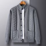 Joior men's winter outfits Cardigan Men's  Diamond Plaid Thick Wool Warm Fashion Long Sleeved Casual Cardigan  Knitted Sweater Men