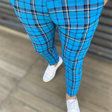 Joior Chic Plaid Slacks, Men's Casual Vintage Style Slightly Stretch Dress Pants