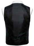 Joior Chic Plaid Dress Waistcoat, Men's Retro Single Breasted V Neck Smart Suit Vest For Business Banquet Wedding