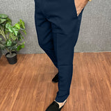 Joior Men's Chic Elegant Slacks, Solid Color Skinny Dress Pants For Business Banquet