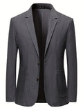 Elegant Two Button Blazer, Men's Semi-formal Lapel Suit Jacket For Business