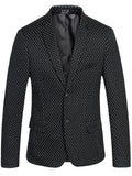 Chic Wave Point Pattern Blazer, Men's Casual Single Breasted Flap Pocket Lapel Sports Coat For Business