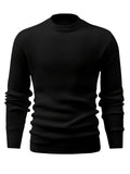 Joior All Match Knitted Sweater, Men's Casual Warm Mid Stretch Round Neck Pullover Sweater For Fall Winter