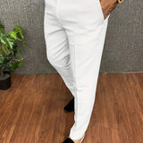 Joior Men's Chic Elegant Slacks, Solid Color Skinny Dress Pants For Business Banquet