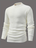 Joior All Match Knitted Sweater, Men's Casual Warm Mid Stretch Round Neck Pullover Sweater For Fall Winter