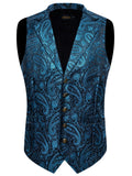  Elegant Paisley Pattern Dress Waistcoat, Men's Retro Single Breasted V Neck Smart Suit Vest For Dinner Wedding Banquet