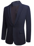 Joior Elegant One Button Blazer, Men's Semi-formal Flap Pocket Suit Jacket For Banquet Business